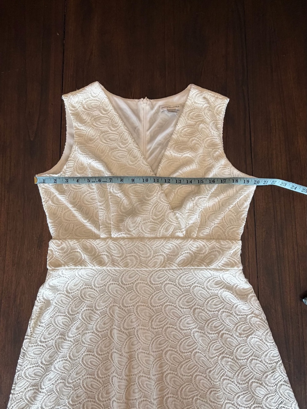 NWT Christopher & Banks Cream Lace Sleeveless Party Dress, Lined, Size 16 - Picture 13 of 16